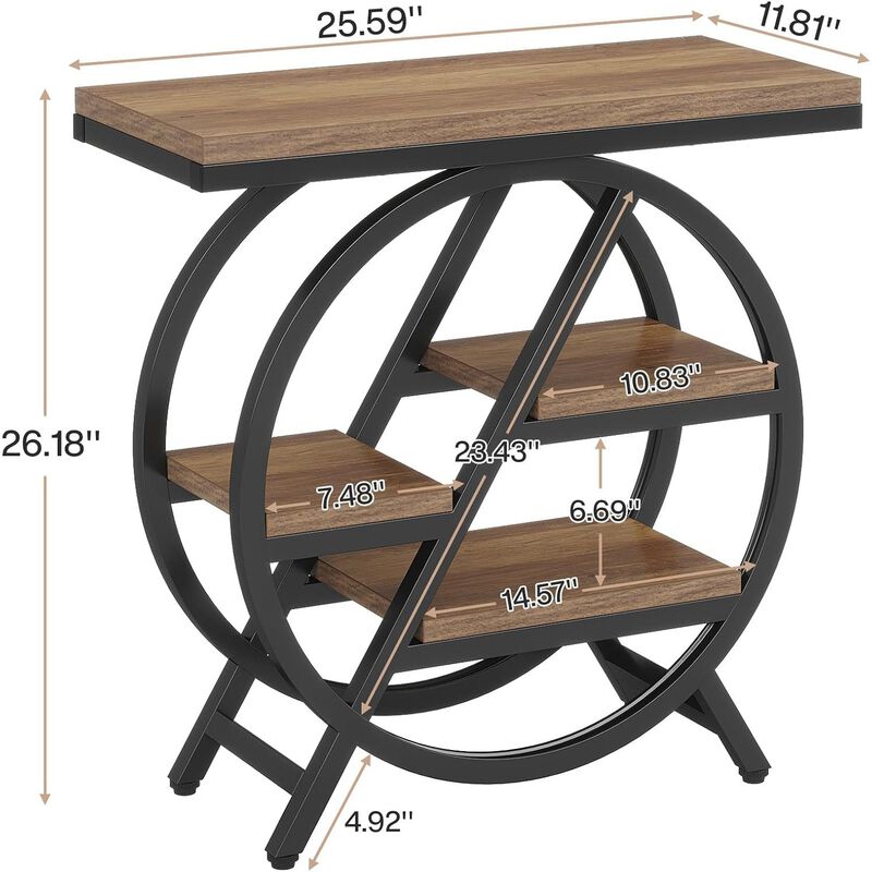 4-Tier Narrow End Table with Storage Shelves image number 4