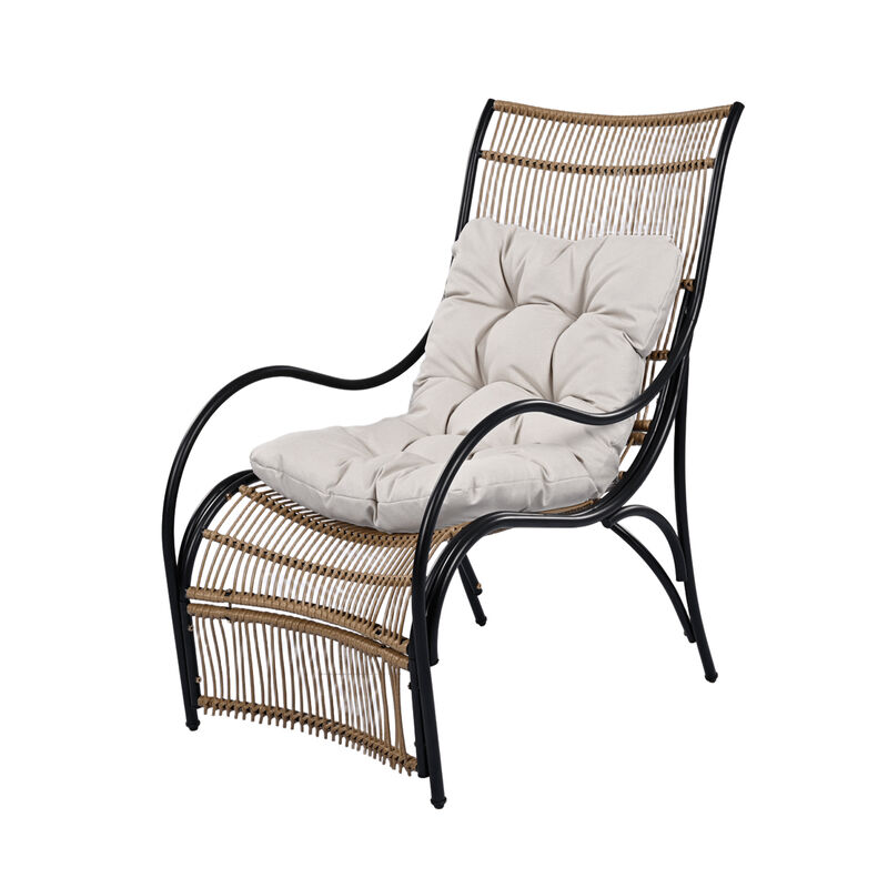 Merax 3 Pieces Wicker Outdoor Patio Furniture Set with Lounge Chair