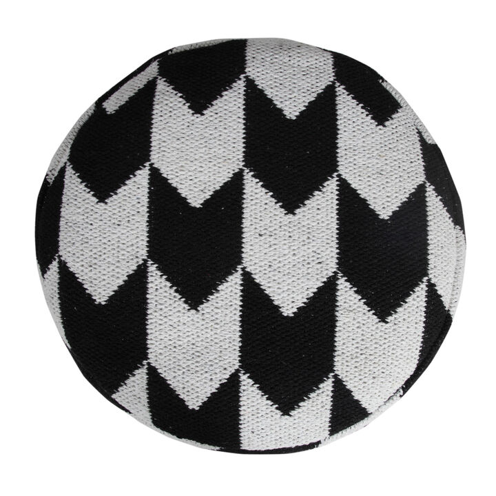 Cotton Blend Pouf Ottoman for Living Room Seating and Home Decor