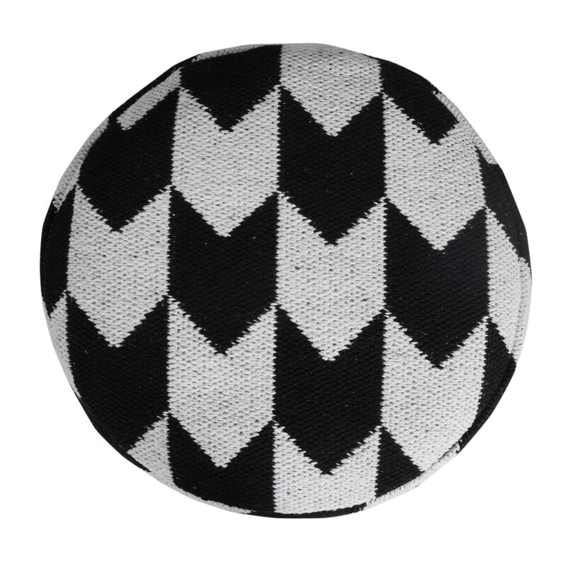 Cotton Blend Pouf Ottoman for Living Room Seating and Home Decor