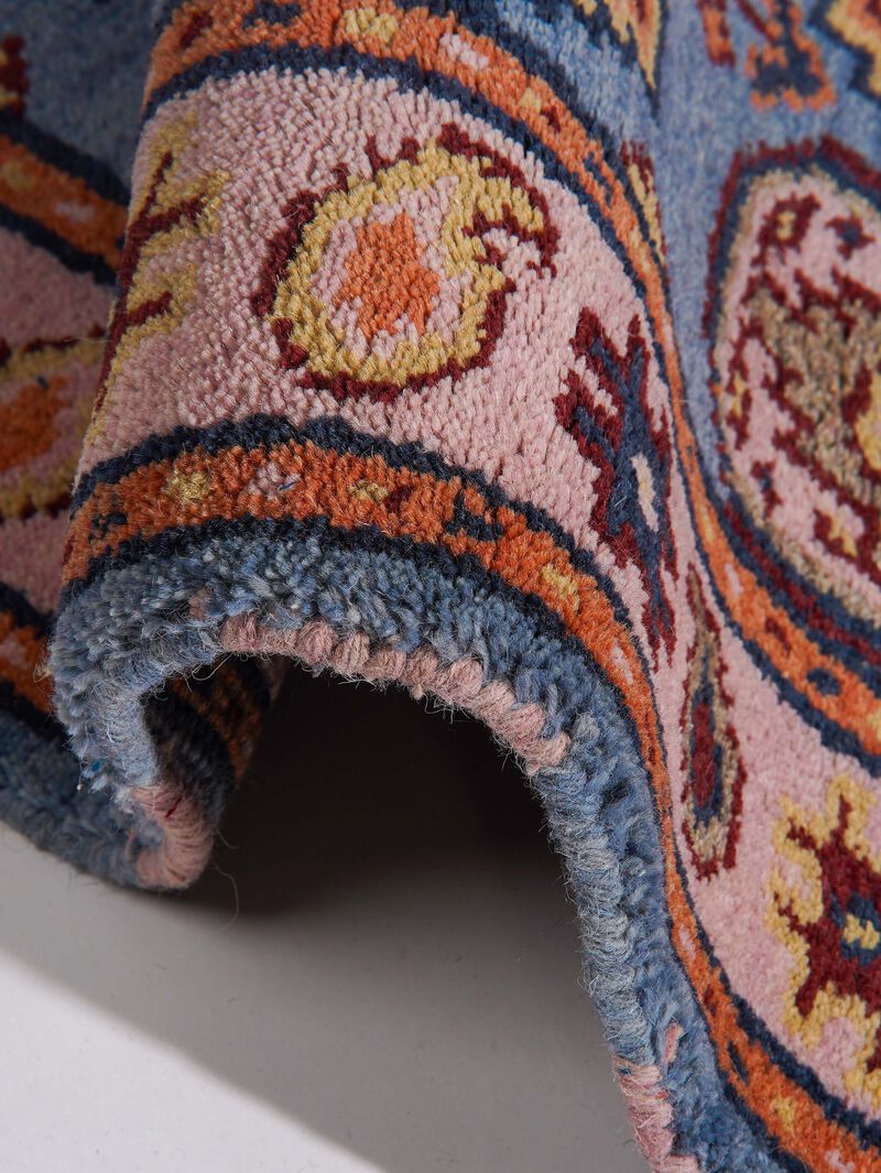 RUGSOTIC CARPETS HAND KNOTTED WOOL & SILK ECO-FRIENDLY ORIENTAL AREA RUGS  - Runner Shape, Classic Oriental Traditional , Low Pile Handmade Area Rugs (AF0117) image number 5