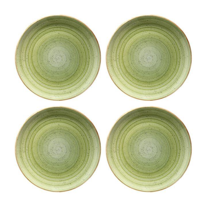Therapy dia.10" Round Green Porcelain Plate (Set of 4)