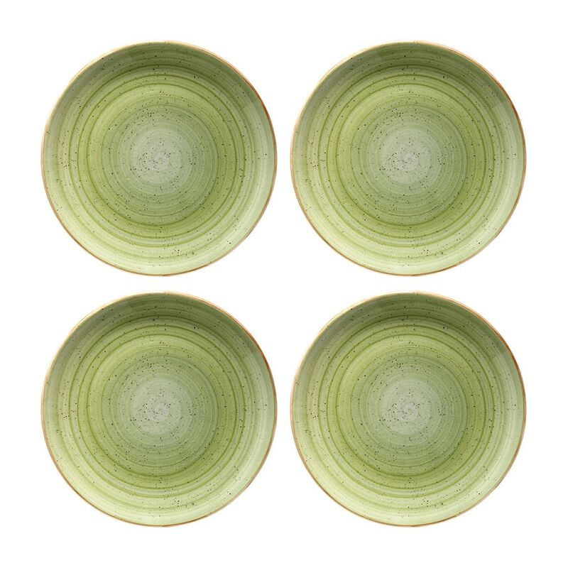 Therapy dia.10" Round Green Porcelain Plate (Set of 4)