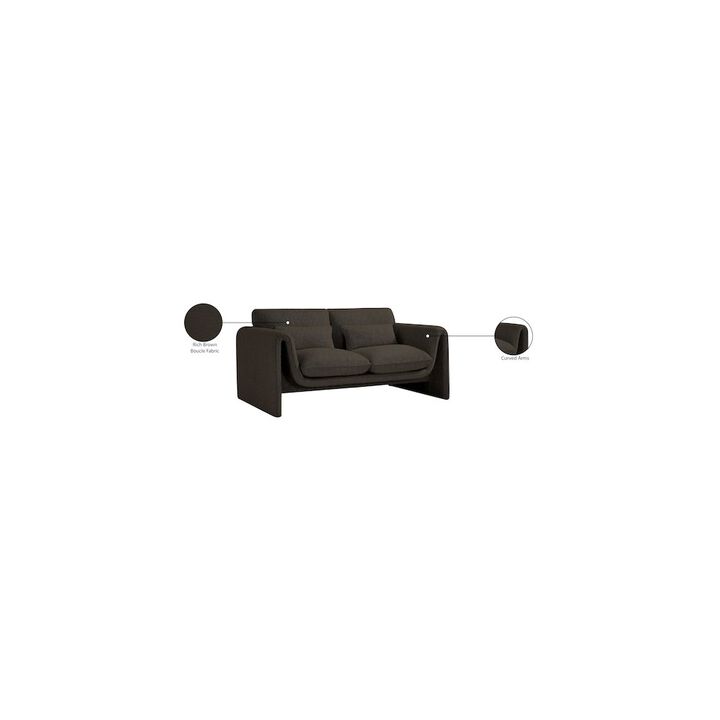 Meridian Furniture Stylus Brown Boucle Fabric Loveseat