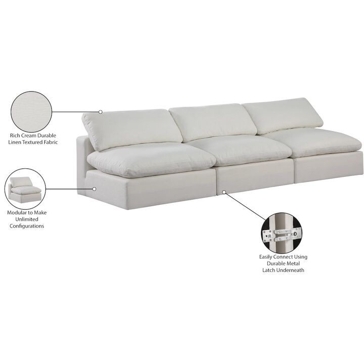 Meridian Furniture Comfy Cream Linen Textured Fabric Modular Sofa