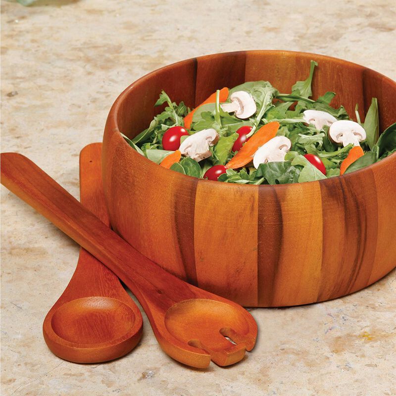 Gibson Home Laroda 3-Piece Salad Bowl Set, Brown Wood