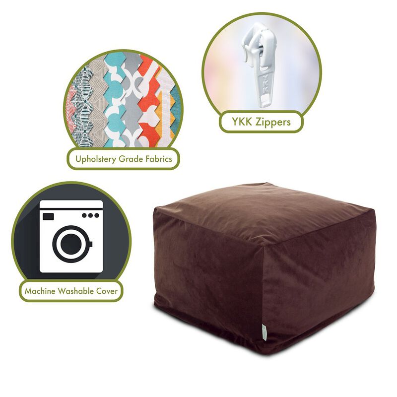 Majestic Home Goods Ottoman Pouf Faux Suede Dark Brown