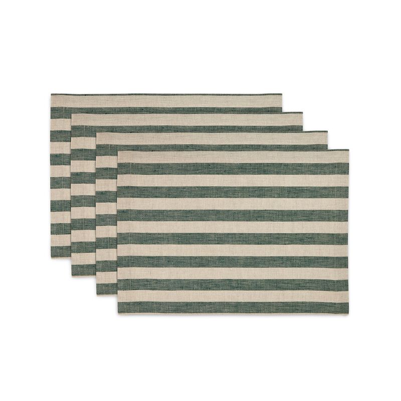 Christmas Linen Placemats 14 x 19 in Set of 4 - Sorrento Stripe, Solino Home