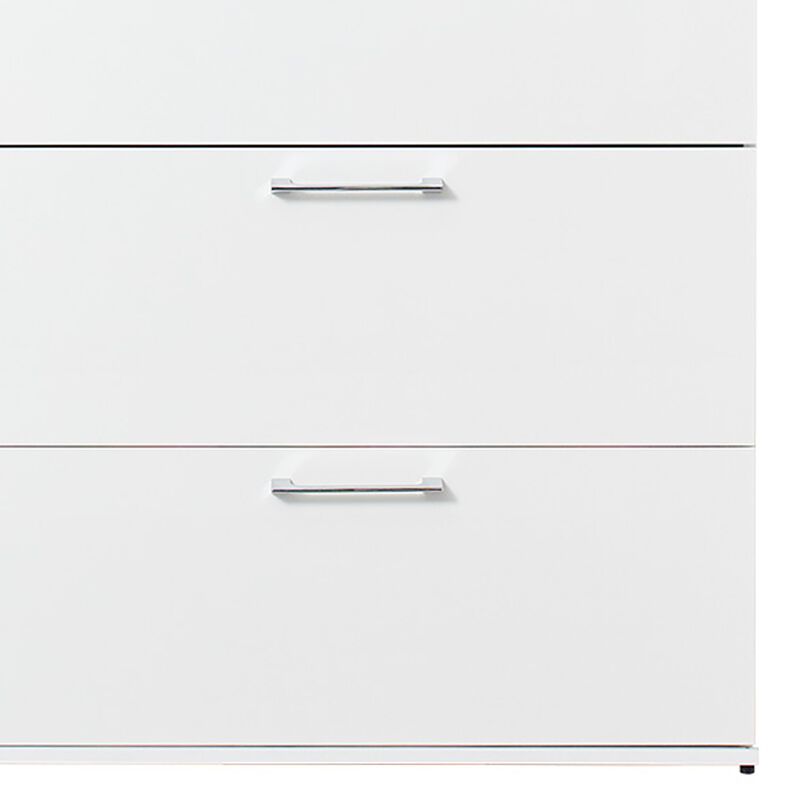 Eli 48 Inch Tall Dresser Chest, 4 Big Storage Drawers, Glossy White Finish - Benzara image number 3