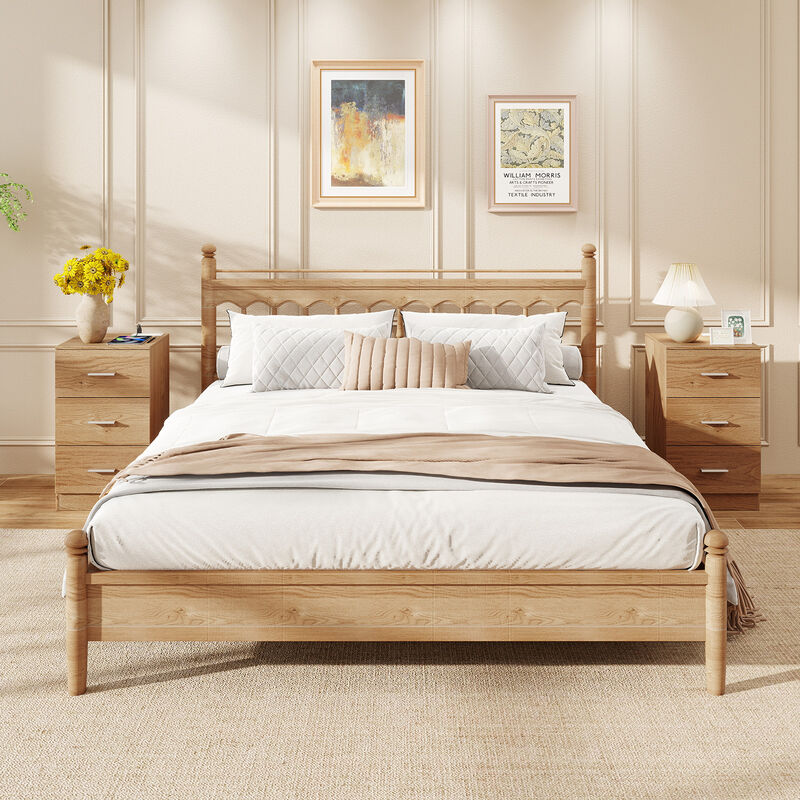 Set of 2 Bedside Nightstands with Charging Station and 3 Storage Drawers image number 5