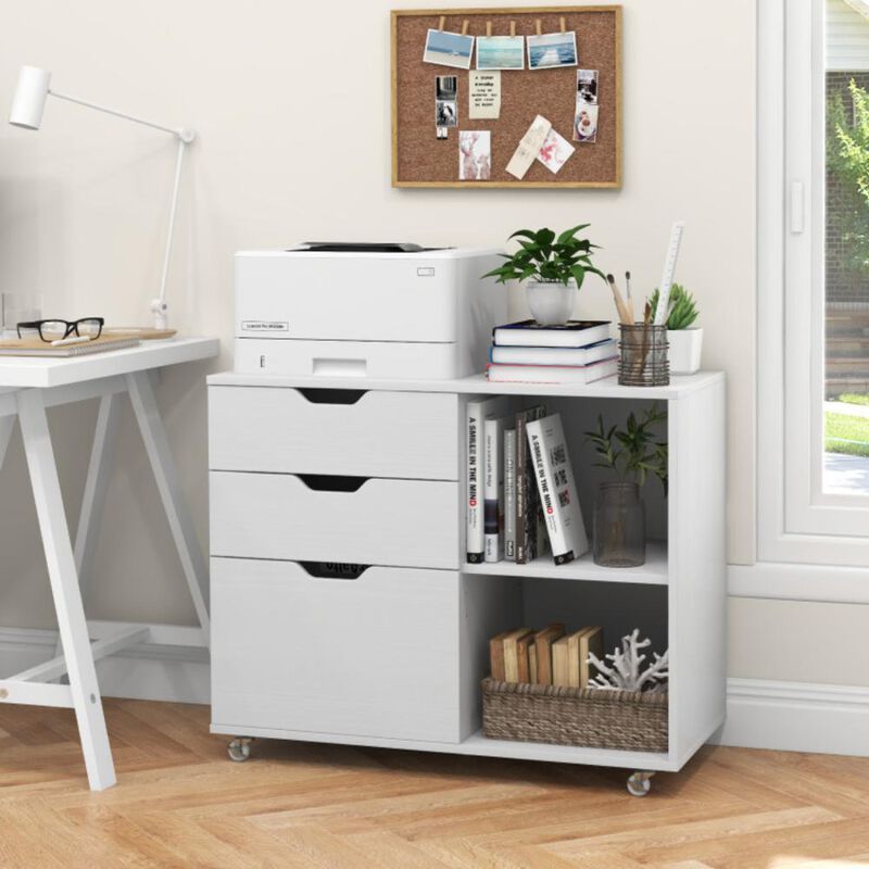 Hivvago 3-Drawer File Cabinet with Adjustable Shelf and Wheels for Letter