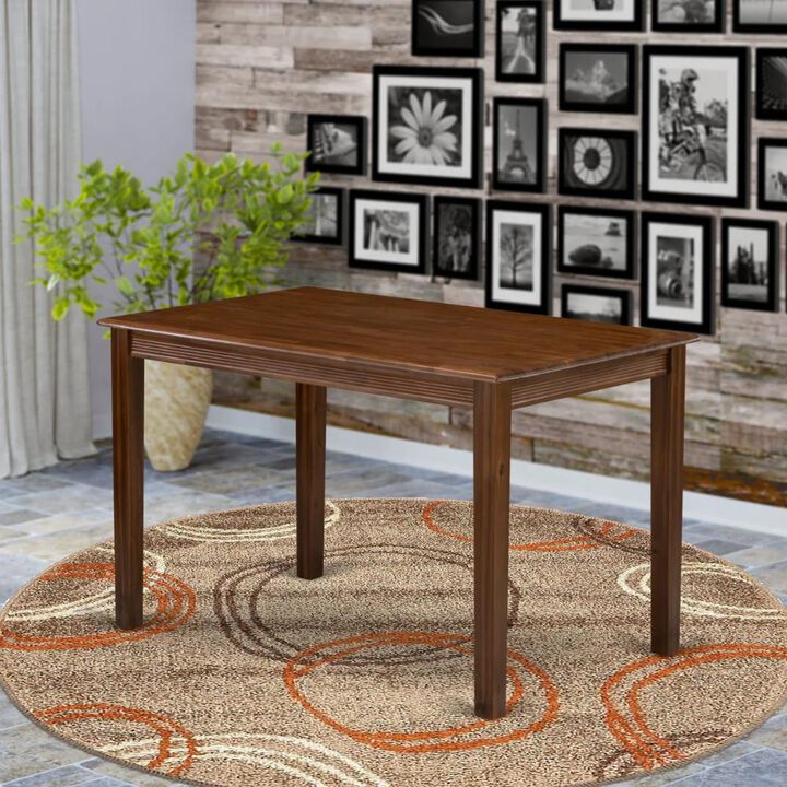 Walnut Rectangular Table Top Surface and Asian Wood Modern Rectangular Dining Table 4 Legs - Walnut Finish