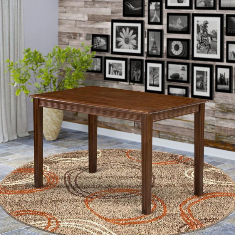 Walnut Rectangular Table Top Surface and Asian Wood Modern Rectangular Dining Table 4 Legs - Walnut Finish