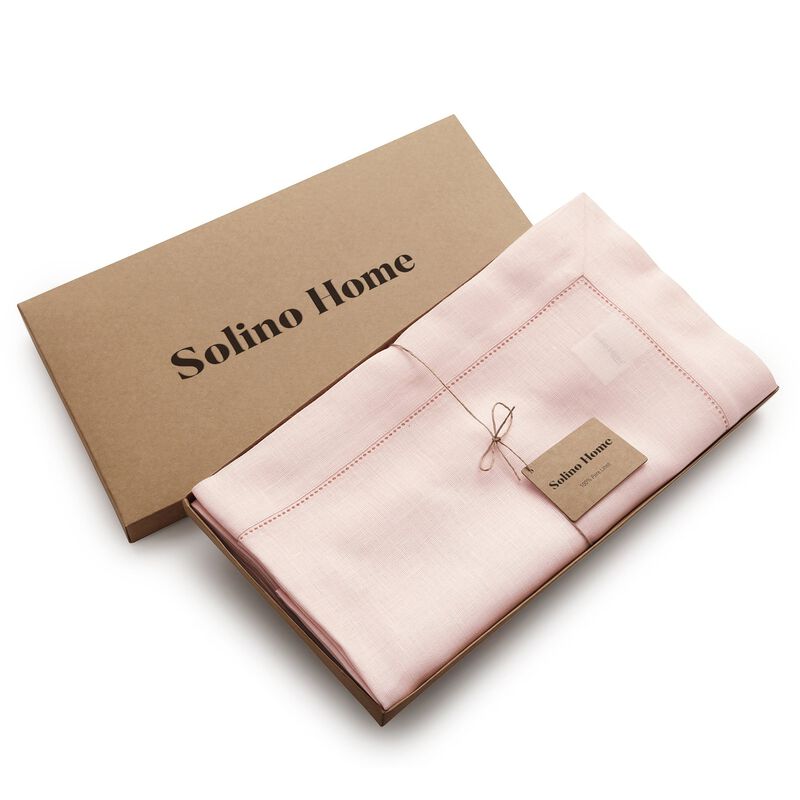 Solino Home 100% Pure Linen Tablecloth - Classic Hemstitch