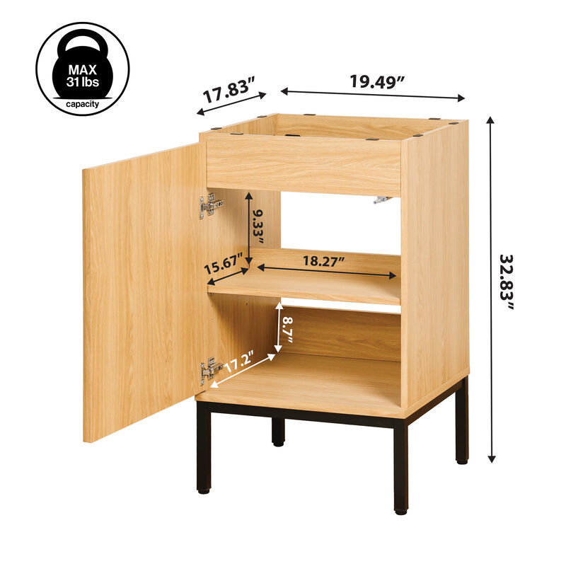 Rowan 24 in. W x 18 in. D x 33 in. H Geometric Modern Transitional 2-Shelf Bath Vanity Cabinet Only (Sink Basin Not Included)