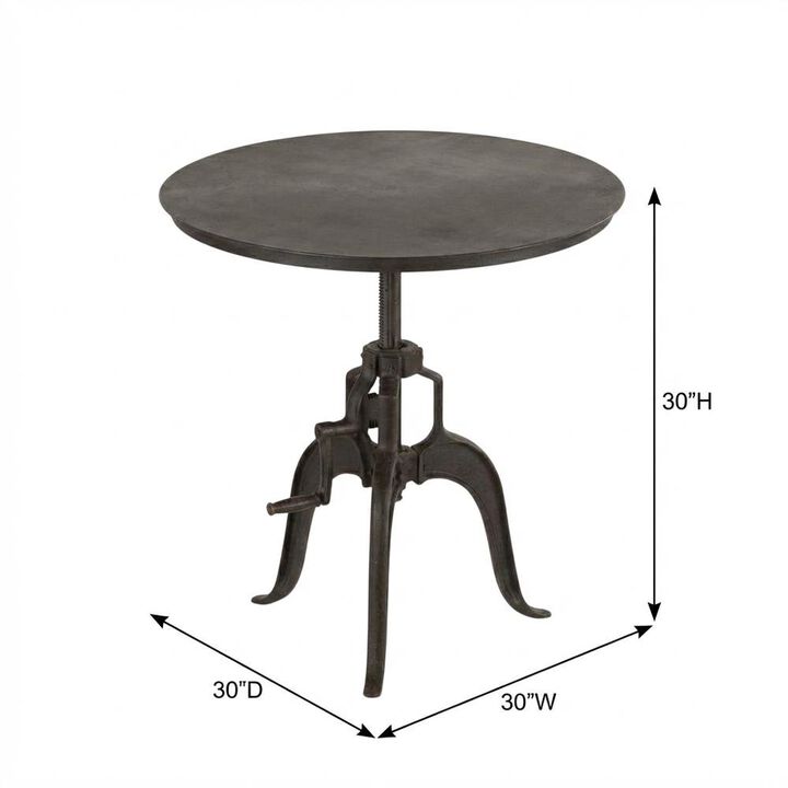 Starlight Canyon Home 30 Inch Adjustable Height Crank Side Table, Industrial End Table, Matte Black