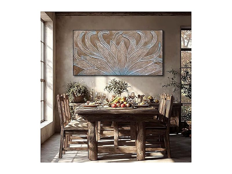 Brown Oil Wall Art Botanical Neutral Floral Flowers Framed Decor Abstract Canvas image number 2
