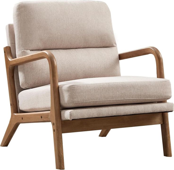 ShipItFurniture Mid-Century Velvet Armchair, Beige