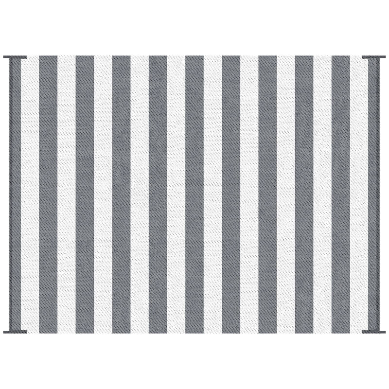Outsunny Outdoor Rug with Carry Bag 9' x 12' Plastic Straw Rug Gray & White