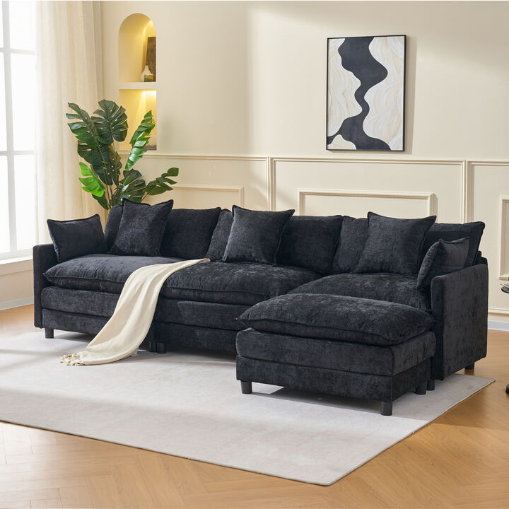 TATEUS 4-Seat L Shaped Modern Sofa Modular Sectional
