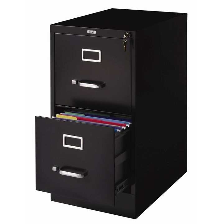 Hivvago 2 Drawer Vertical Filing File Cabinet with Lock in Black Metal