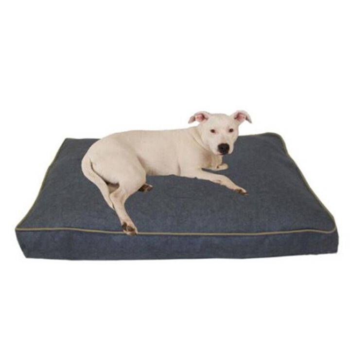 Carolina Pet  Solid Faux Gusset Jamison Pet Bed  Blue with  Cord, Medium
