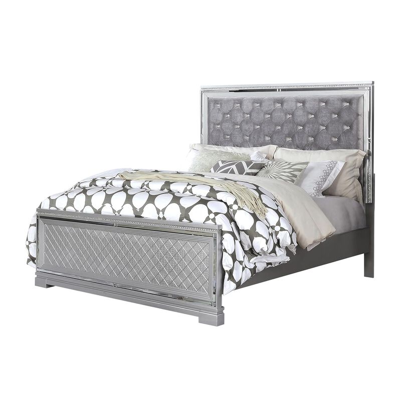 2-Piece Queen Bedroom Set &ndash; Silver Finish Bed & Matching Nightstand image number 5