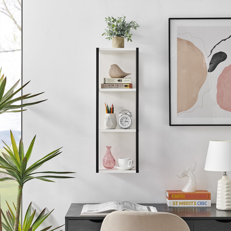 Recife Vertical Three-Tier Modern Shadow Box Cube Display Wall Shelf