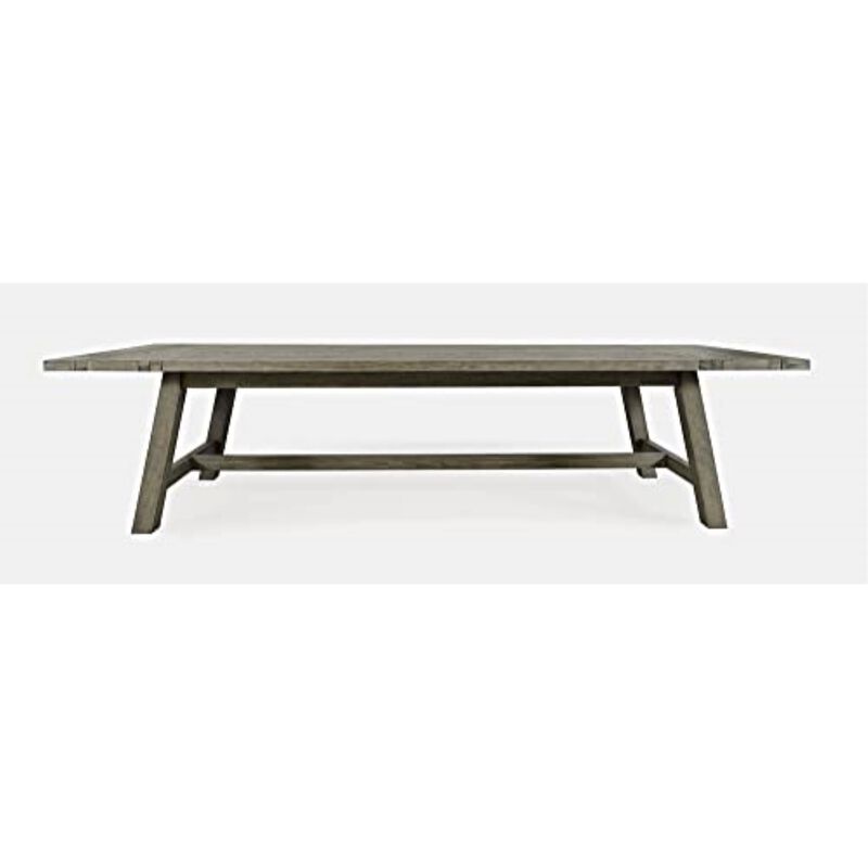 Jofran Telluride Rustic Distressed Pine 127" Trestle Farmhouse Extensions Dining Table, Driftwood Grey image number 0