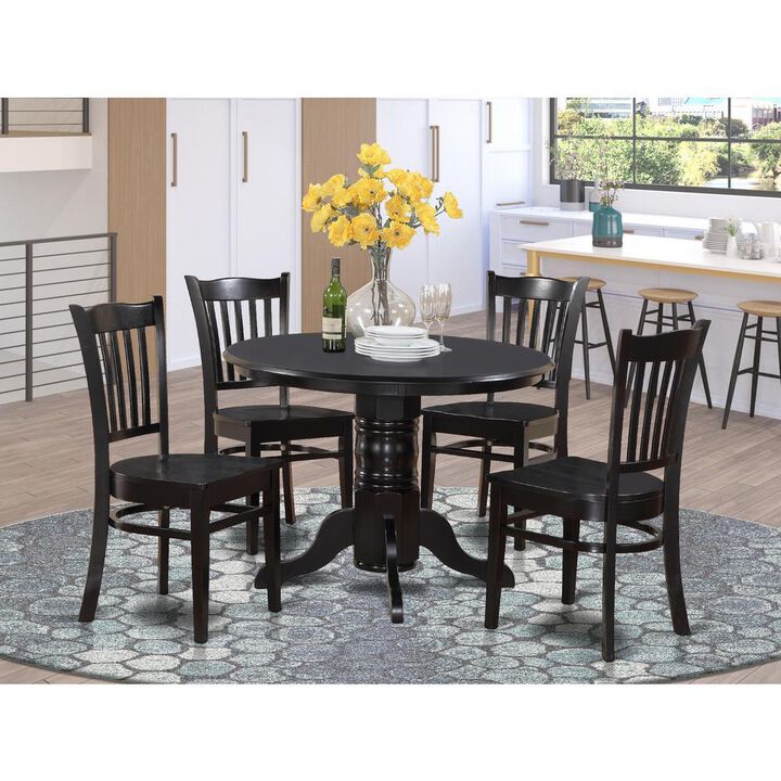 5 pcs Small Kitchen Table Set-Round Table and 4 Dining Chairs