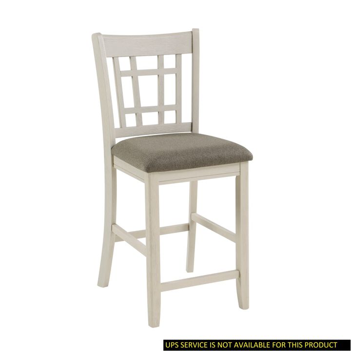 Antique White Finish Wood Framed Counter Height Chair Set of 2pc Upholstered Seat Casual Dining Room Furniture