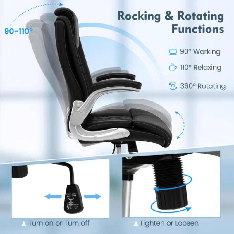 Hivvago Modern Height Adjustable PU Leather Office Chair with Rocking Function