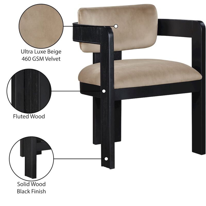 Meridian Furniture Sacha Beige Velvet Dining Chair, Set of 2