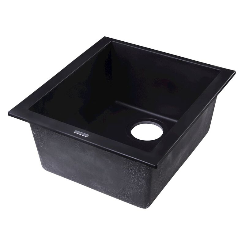 ALFI brand Black 17 Undermount Rectangular Granite Composite Kitchen Prep Sink