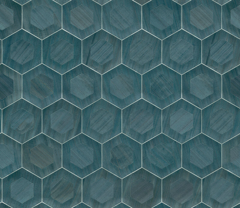 Shunan Blue Veneer Inlay Wallpaper image number 0