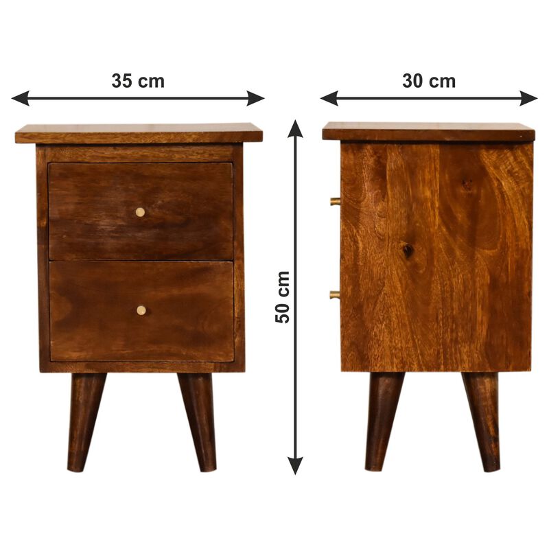 Chestnut  Solid Wood 2 Drawer NightStand