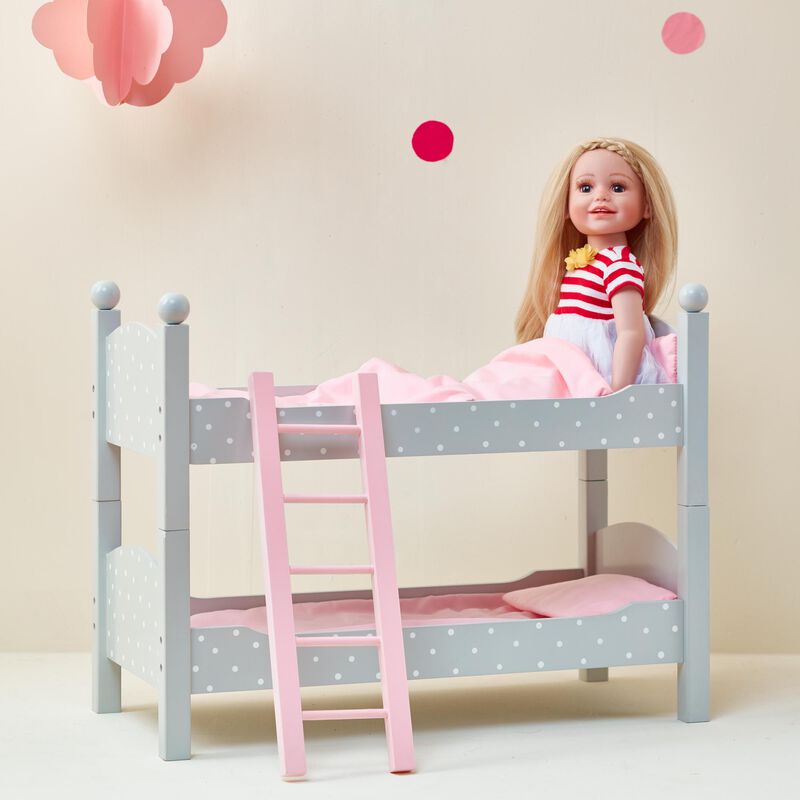 Olivia's Little World Polka Dots Princess Double Bunk Bed for 18" Dolls, Gray image number 6