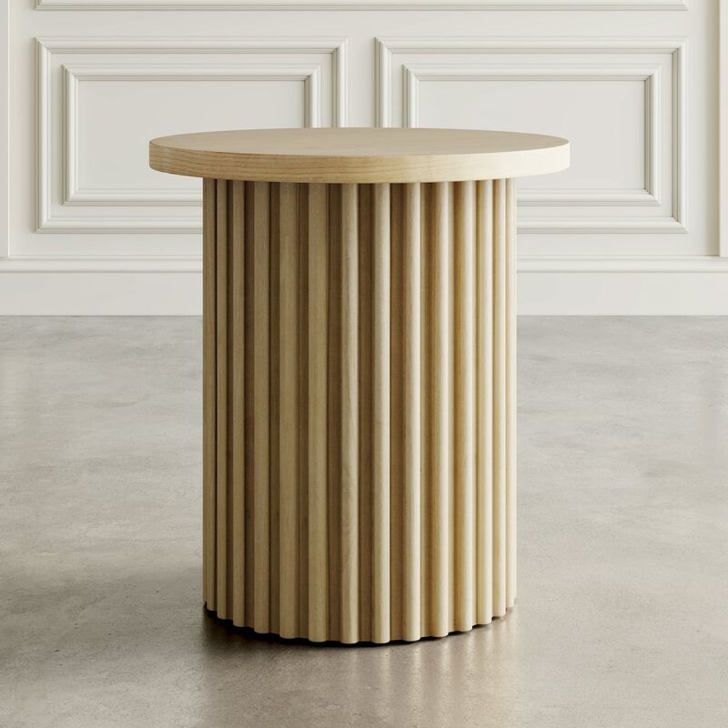 Jofran Auden 24 Round Mid-Century Modern Fluted Pedestal Base End Table