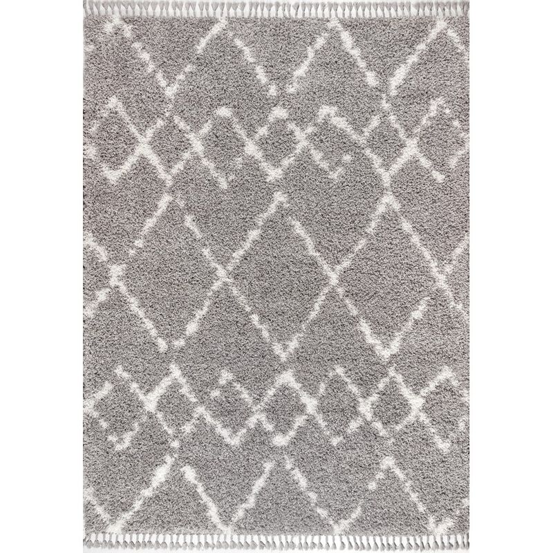 Mercer Shag Plush Tassel Moroccan Tribal Geometric Trellis Area Rug