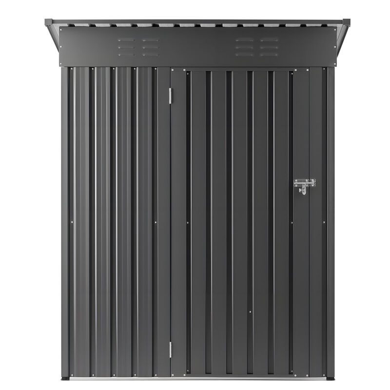 Outdoor Metal Storage Shed with Lockable Door, Sloped Roof for Garden, Patio & Backyard-Black image number 0