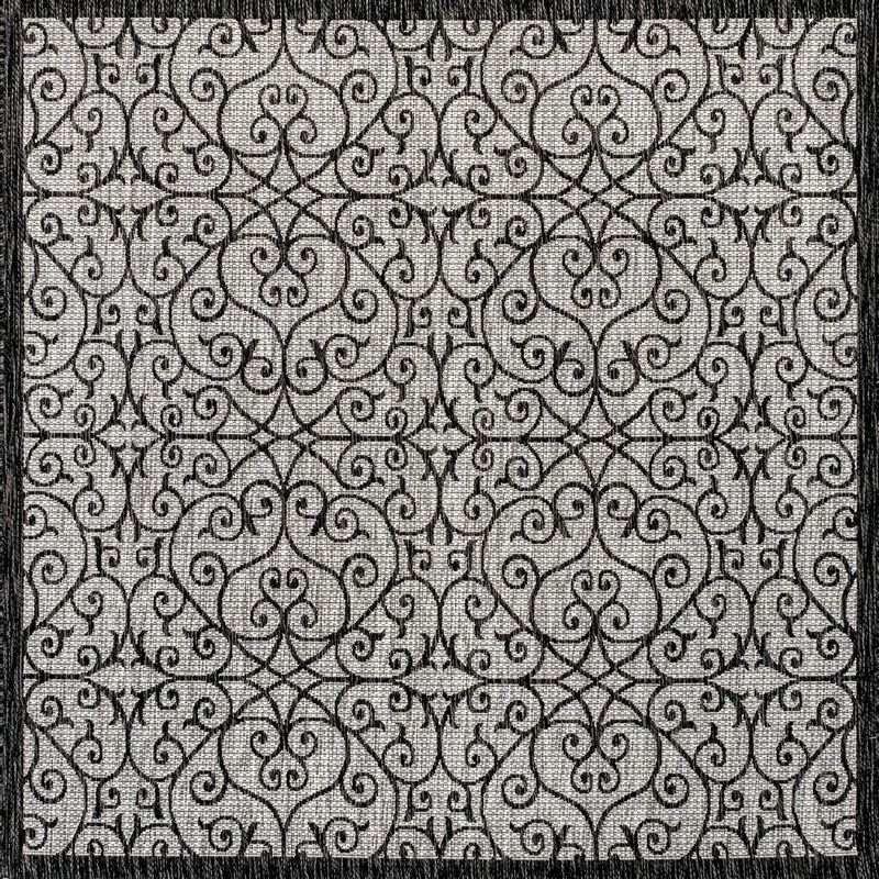 Madrid Vintage Filigree Textured Weave Square Indoor/Outdoor Area Rug