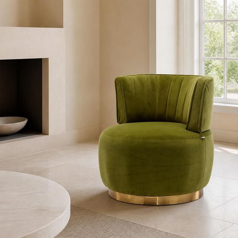 GOODSILO 360 Degree Swivel Barrel Accent Chair, Upholstered Round Armchair for Living Room, Bedroom, Office, Nursery, Lounge, Waiting Rooms image number 3