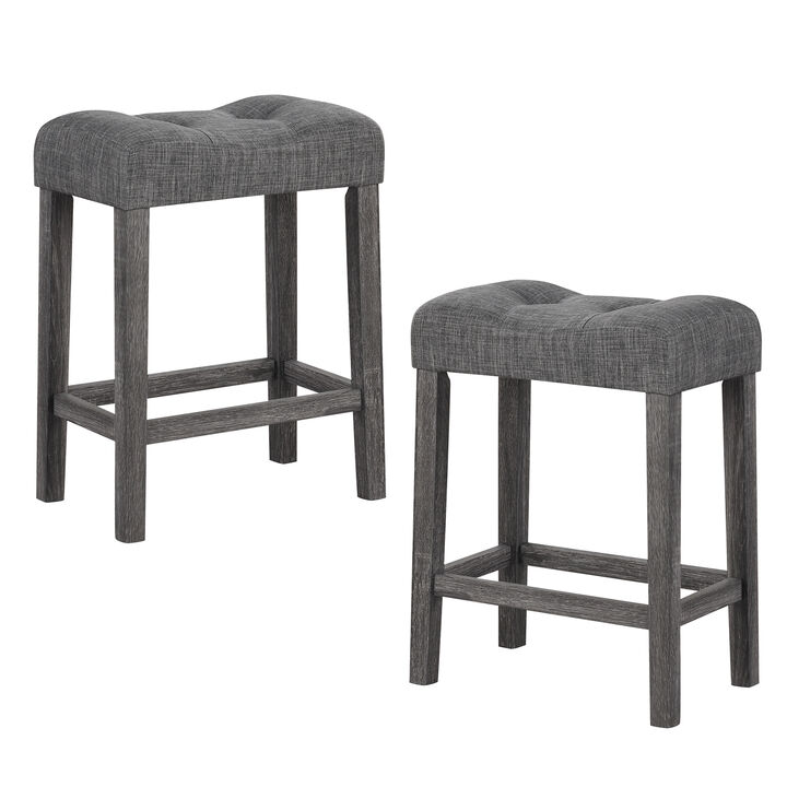 Set of 2 Saddle Bar Stools with Padded Seat