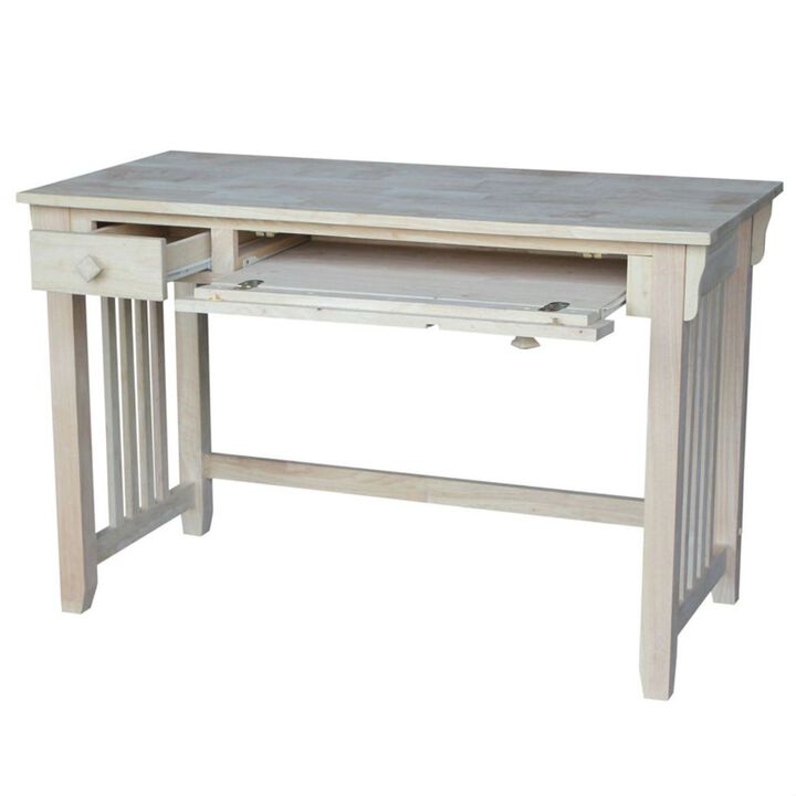 Hivvago Unfinished Wood Computer Desk with Pull-Out Keyboard Tray and Drawer