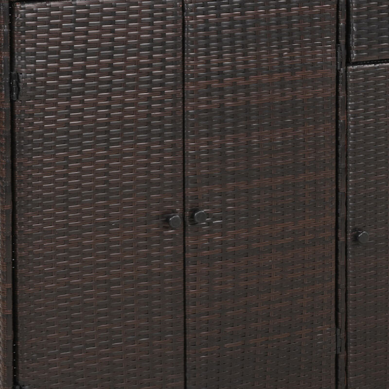 Durable Outdoor Wicker Storage Cabinet with 3 Doors Adjustable Shelves and Built in Drawer image number 2