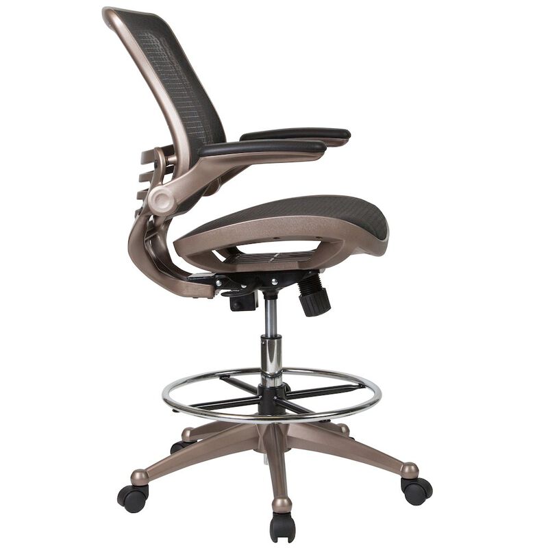 Flash Furniture Mid-Back Black Mesh Drafting Chair with Melrose Gold Frame and Flip-Up Arms image number 6