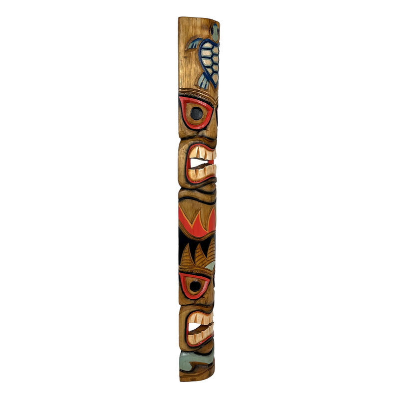 Set of 3 Tiki Mask Ocean Animal Totem Hand Carved Wall Decor Sculpture 40 Inch image number 3