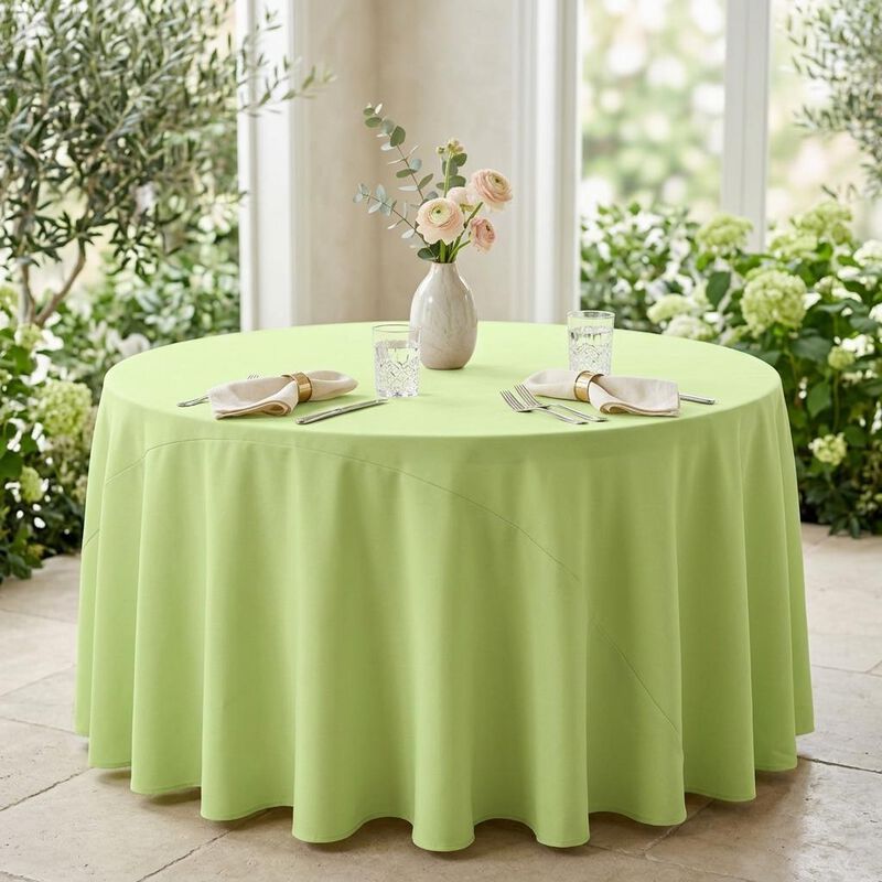 Polyester Poplin Round Tablecloth 132 Inch for Banquet and Dining Tables image number 1