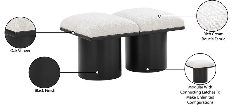 Meridian Furniture Pavilion Cream Boucle Fabric Bench