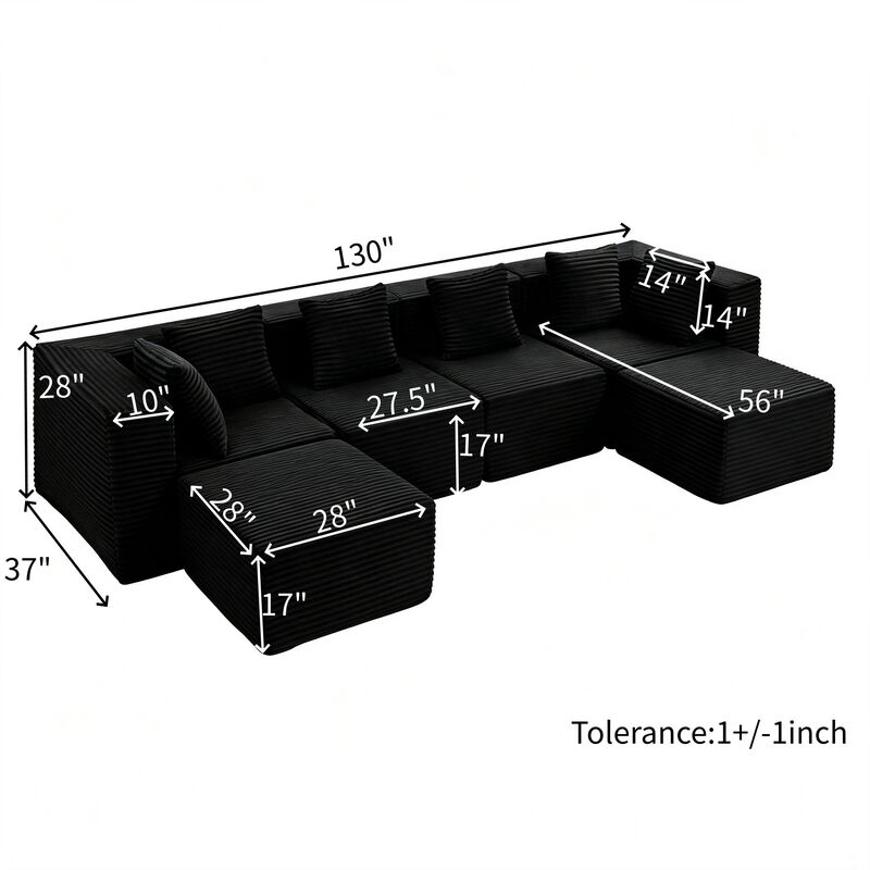 Dulp U-Shaped Boneless Sectional Sofa image number 7